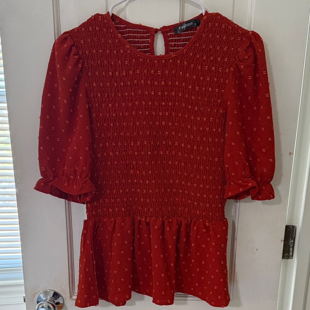 Orange Smocked Women's Top